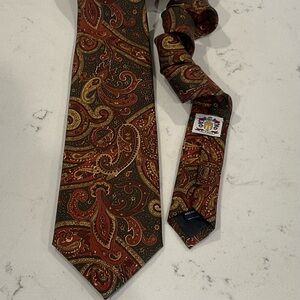 Marcello 100% Silk Tie Made in Italy Handsome Tie Paisley Print Fall Colors